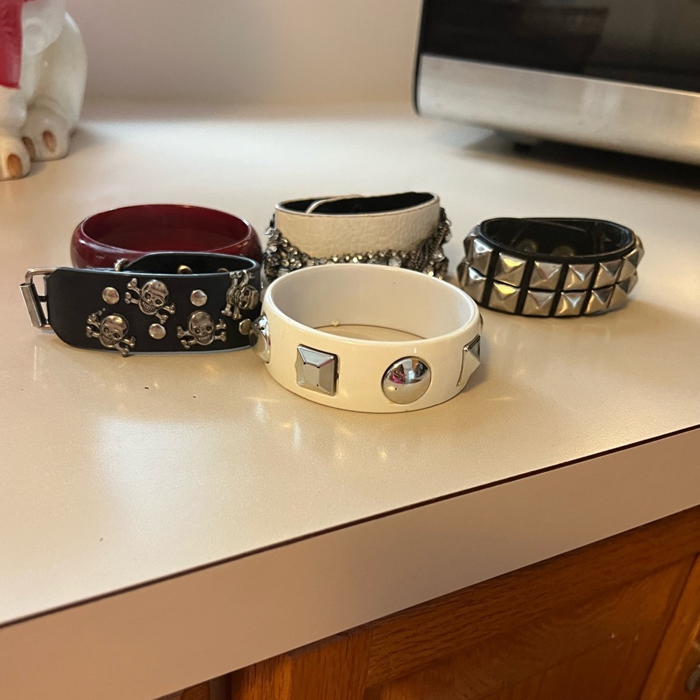 90s Vintage Set of 5 Punk Style Bracelets